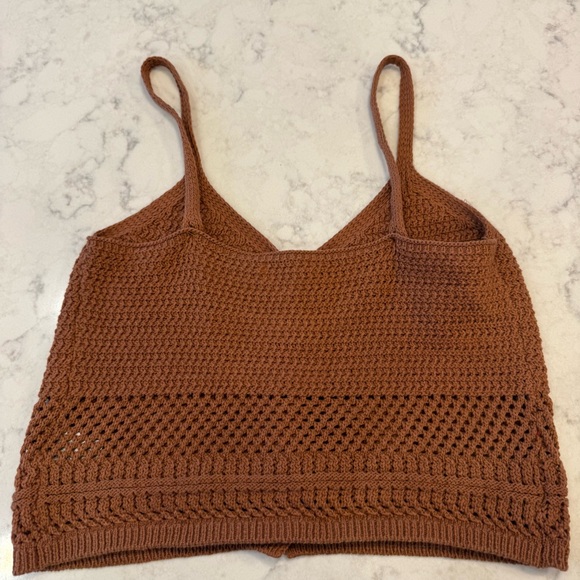 Z Supply Tay Crochet Tank Teakwood Boho Button Front Crop S - Picture 8 of 9
